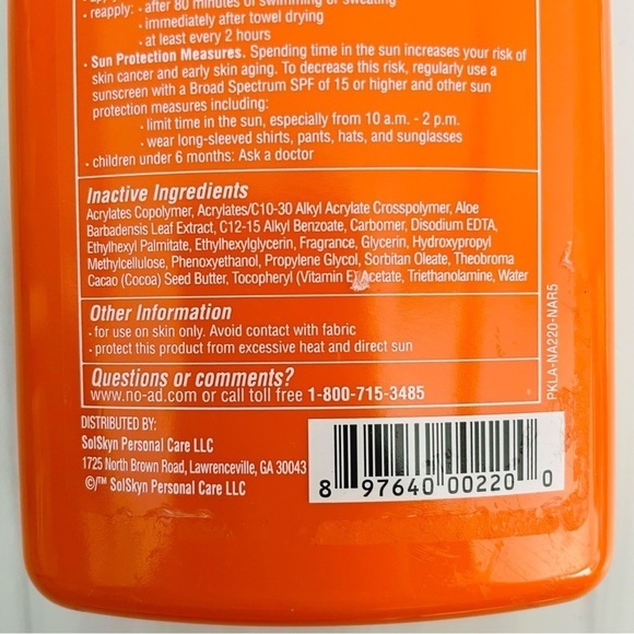 No-Ad 50 Sport Sun Care Sunscreen- 16oz- Exp 1/2023 - Picture 5 of 6